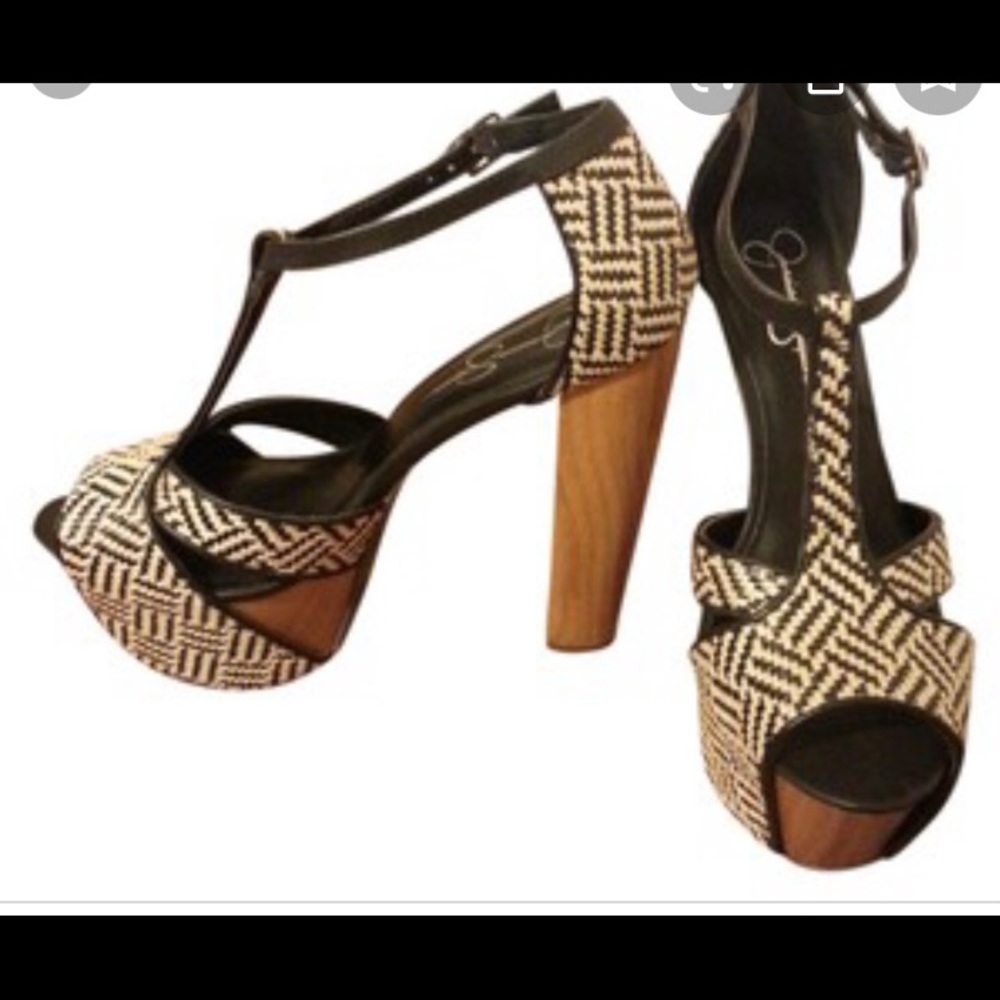 Jessica Simpson Black and Cream Platform Sandal